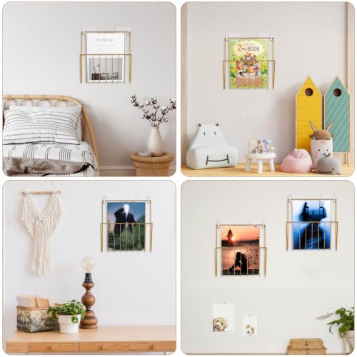 Wall Mounted Magazine Rack Set - Gold Wall Document Organizer, 4 Pieces