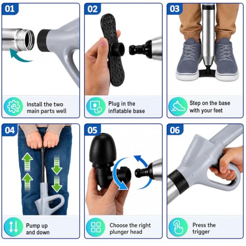 High Pressure Toilet Plunger with Pressure Gauge - Drain Clog Remover