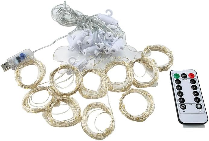 Skiennix 300 LED Warm White Fairy Curtain Lights - USB Plug-In String Lights with Remote Control | 8 Modes for Indoor/Outdoor Use