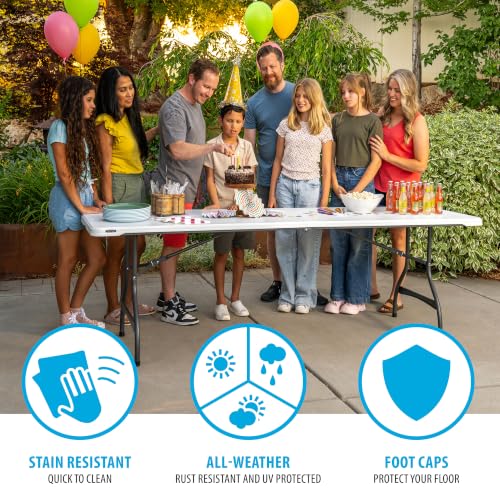 8-Foot Folding Table with Impact-Resistant Edges for Indoor and Outdoor Use