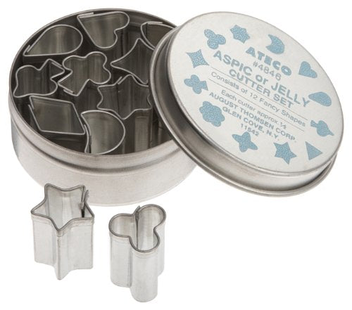 Ateco #4846 .5-Inch Aspic Jelly Mini Cookie Cutters Set of 12 - Assorted Shapes