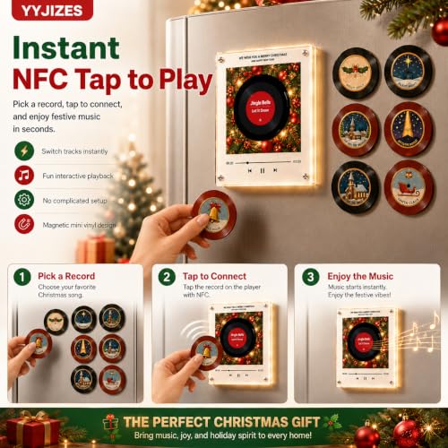 Mini Vinyl Record Storage & Music Box Decor with NFC Player - Christmas Edition - 1 Set