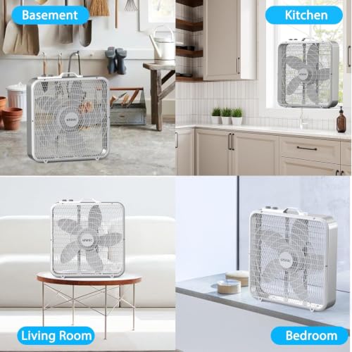 20-Inch Box Fan with Thermostat and 3-Speed Settings for Home & Office Cooling