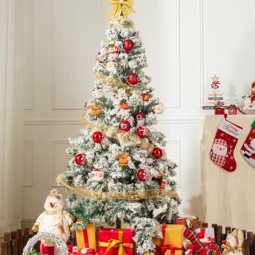 Red Christmas Tree Ornaments Set - 16 Shatterproof Red & White Baubles, 80mm