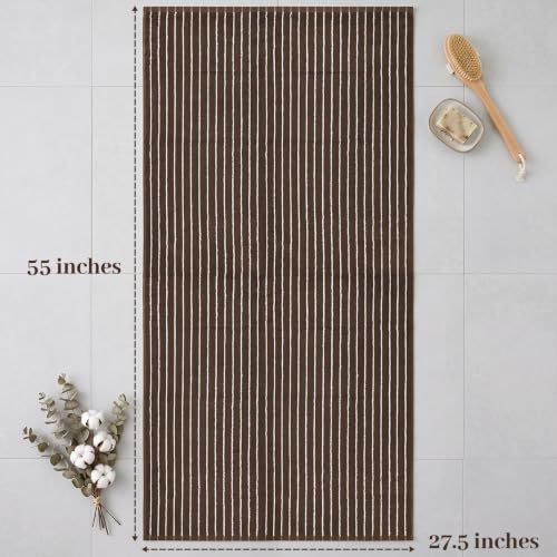 Jacquotha Cotton Bath Towels Set of 2 - Brown & Ivory, 27.5x55 Inches