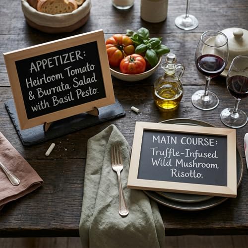 Mini Chalkboard Sign 8x12 Inches Unfinished Wood Frame - Portable & Reusable