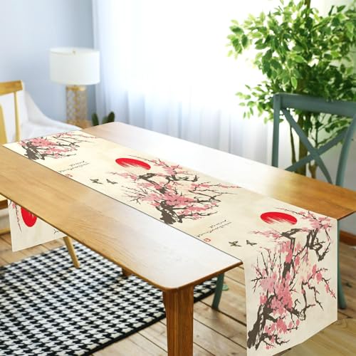 Double-Sided Cherry Blossom Table Runner 18x72 Inches for Wedding & Home Decor