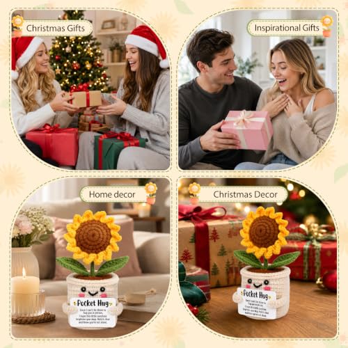 Pocket Crocheted Sunflower Gift - Long-Distance Hug for Women