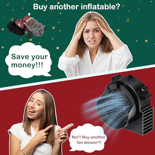 2-Pack Inflatable Fan Replacement 1.5A with 2.0A Adapter & 5 LEDs Light Strings - Waterproof IP68 for Holiday Inflatables