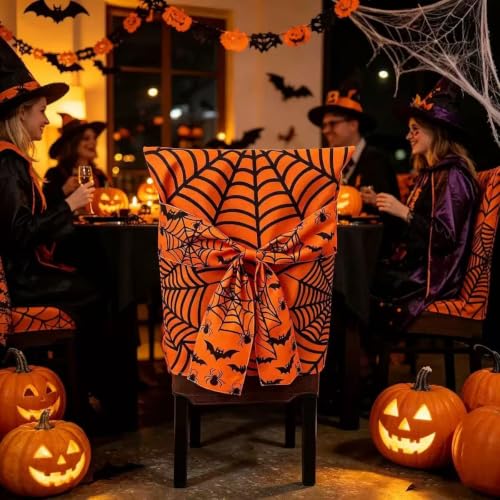 Halloween Skeleton Chair Cover with Bow Tie - Bat-2 Variation