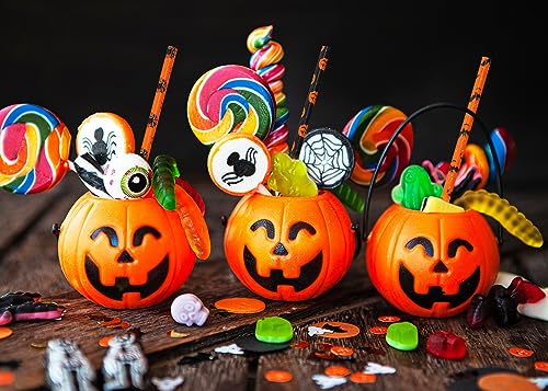 Halloween Paper Straws Penta Angel 50Pcs Pumpkin Bat Spider Wed Skull Pattern - Halloween Pattern