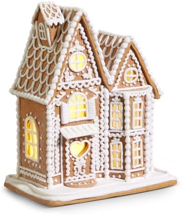 RAZ Imports Christmas Gingerbread House Figurine - Lighted 12-Inch Holiday Decor