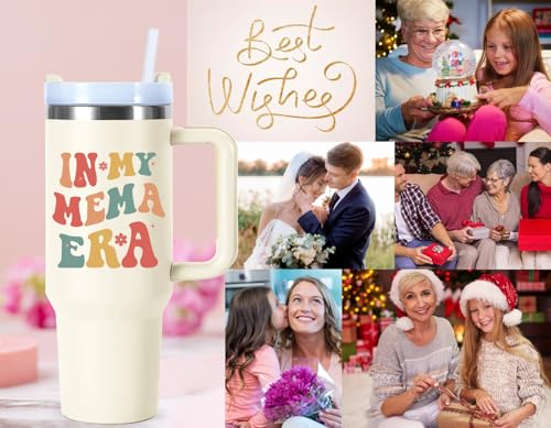 In My Mema Era 40 oz Tumbler with Handle - Gifts for Grandma from Grandkids - Mema Variation