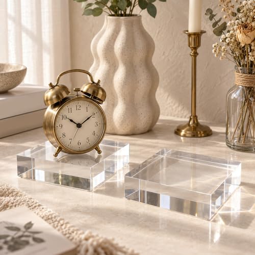 Clear Acrylic Display Cube Set - 8 Pack, 4 x 4 x 1 Inch Floating Art Stands