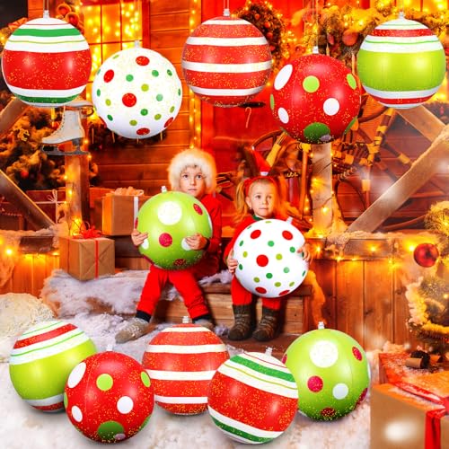 Multicolour 12-Inch Inflatable Christmas Ball Ornaments Outdoor Decorations - Small