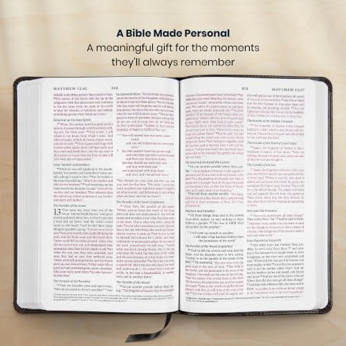 Personalized Small Print ESV Bible with Black Faux Leather Cover - Crown of Thorns Black Variation