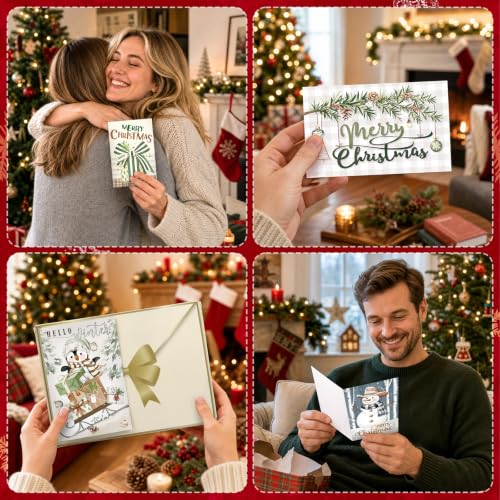 Nordic Christmas Cards Assortment Bulk Xmas Cards with Envelopes & Stickers