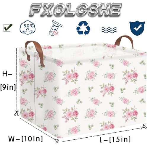 Pink Rose Flower Basket for Girls - Collapsible Waterproof Gift Baskets