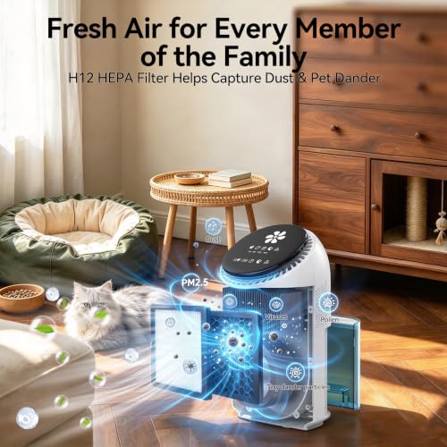 White Small Dehumidifier with HEPA Filter & Auto-Off for Bedroom & Home