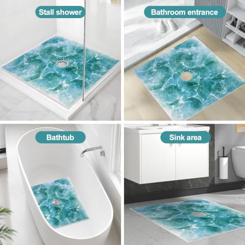 Non Slip Shower Mat 24x24 Inch Loofah Bath Rug - Square, Durable & Fast Draining