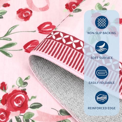 Red 4x6 Rug for Bedroom Living Room Non Slip Faux Wool Floor Mat - GarveeHome