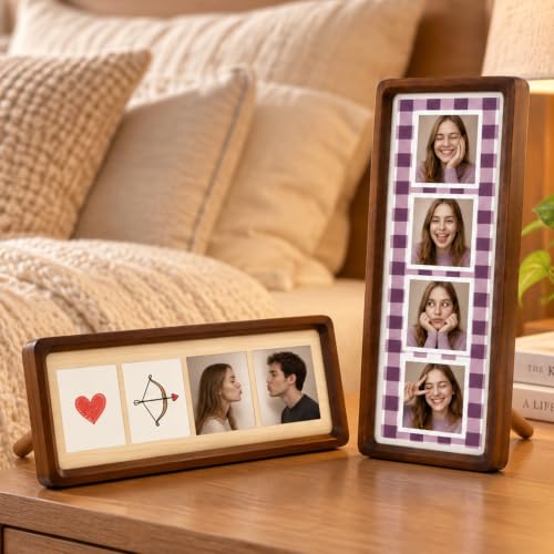 Set of 2 Wooden Photo Booth Frames for Photo Strips - Wedding & Party Decor
