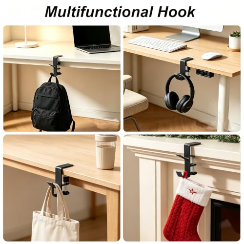 Black 4 Pack Adjustable Clamp-On Stocking Holders for Mantel Christmas Garland
