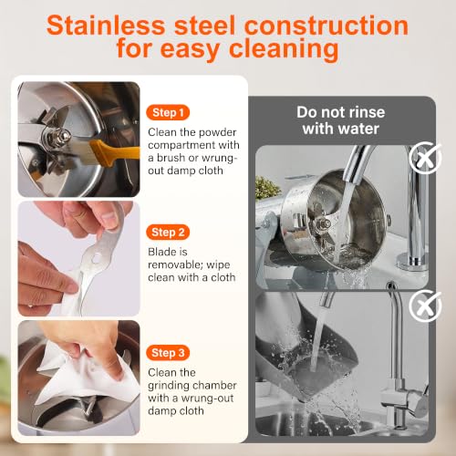 Electric Grain Mill Grinder 1000g Stainless Steel Spice & Flour Mill