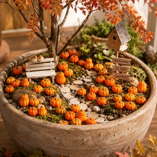 Mini Resin Pumpkins Set for Fall Decor, Thanksgiving & Autumn Arrangements