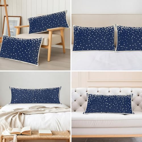 Navy Blue Satin Pillowcases Queen Size 2 Pack with Zipper - Watercolor Polka Dots, 20x30 Inches, Sleep & Hair Care
