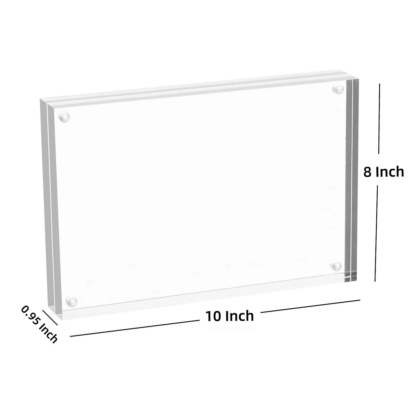 Meetu Acrylic Picture Frame 8x10,Clear Freestanding Double Sided 24mm Thickness Frameless Magnetic Photo Frames Desktop Display with Gift Box Package (5 Pack)