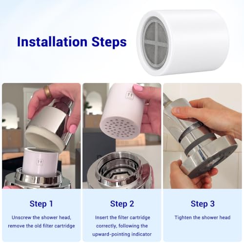 White Shower Filter Cartridge for Eskin Shower Head - 3 Pack