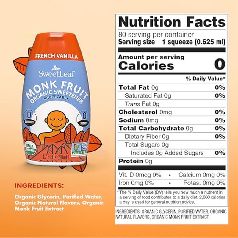 SweetLeaf Caramel Liquid Monk Fruit - Monk Fruit Liquid Sweetener Drops, Organic Monk Fruit Extract, Zero Calorie Sweetener, Sugar Free, Keto Friendly, Erythritol Free - 1.7 Fl Oz