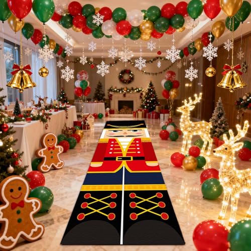 Christmas Long Strip Carpet Nutcracker Design 9.8x2Ft Non-Slip Indoor Rug
