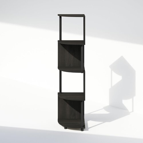 Furinno 4-Tier Bookshelf - Zigzag Corner Design | Espresso/Black | Perfect for Living Room, Bedroom, Home Office
