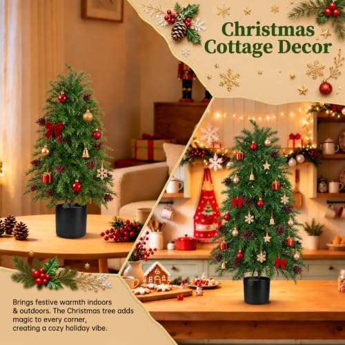 Artificial Topiary Cedar Tree with Pot - 3FT Faux Plant, Cypress Variant