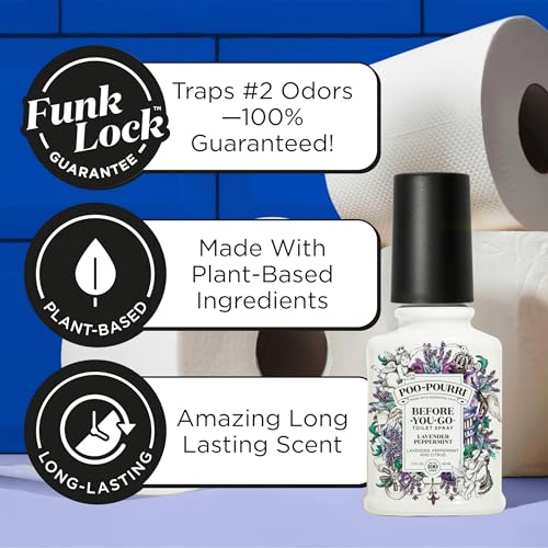 Poo-Pourri Before-You-Go Toilet Spray, Lavender Peppermint, 2 Fl Oz, Up to 100 Uses, Bathroom Odor Deodorizer, Plant-Based with Essential Oils for Home or Work, Travel Essentials, TSA Approved Size