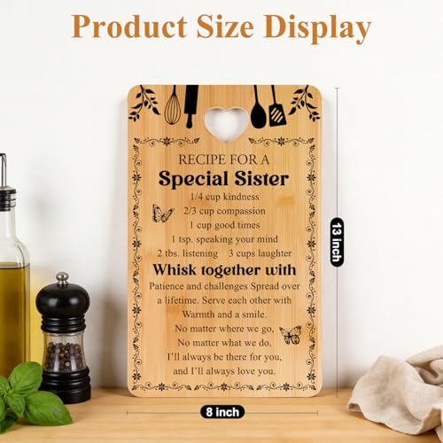Personalized Sister Gift Cutting Board from Bamboo - Birthday & Holiday Gift from Sister - 13x8 Inches - Variation: Sister