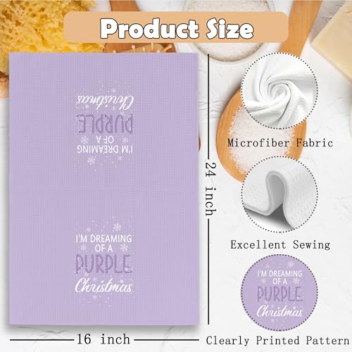 Purple Christmas Kitchen Towels 16x24 Inches Holiday Snowflakes Dishcloths - Xmas Gift