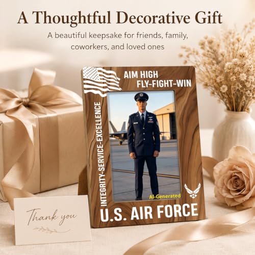 Air Force Picture Frame 5.7x7.9 in, Aim High Service Wooden Photo Frame - Color 05