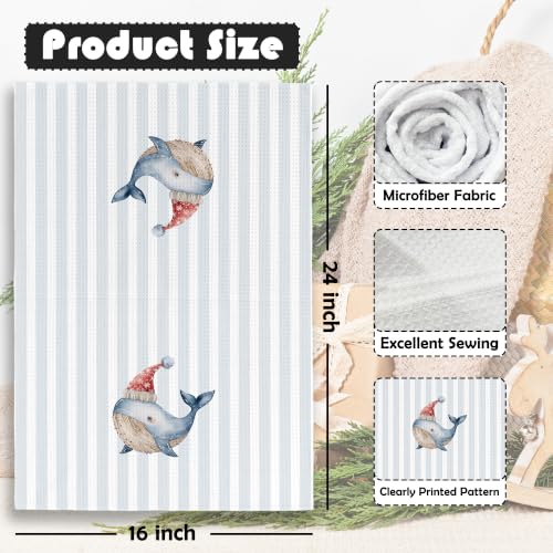 Christmas Whale Kitchen Towels - Coastal Holiday 16x24 Inches - Variation: Christmas-25