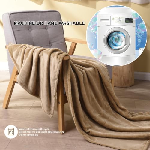 USB Heated Blanket Wearable Flannel Lap Throw 63x32 Inches Gray