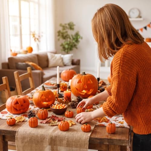 Miniature Artificial Pumpkins for Fall Halloween Thanksgiving Decor - 50 Pack