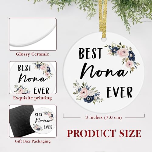 Nona Christmas Ceramic Ornament - Grandma Gifts, Hanging Decor, Holiday Keepsake - Variations of Nona