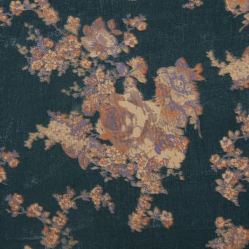 HiEnd Accents Josephine Floral Long Lumbar Pillow - Teal Peach 14x36 inch