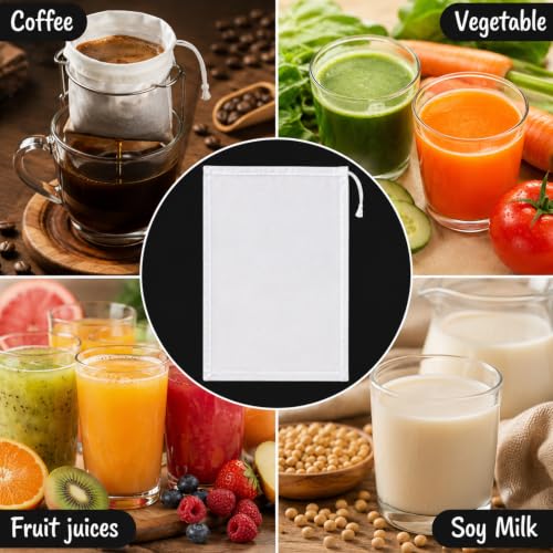 6 Pcs Nut Milk Bags with Fine Mesh Cheese Cloth for Straining & Juicing