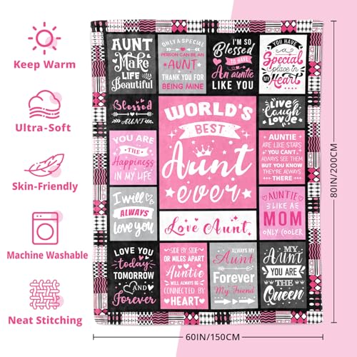 Best Aunt Ever Blanket - 60x80 Gift for Aunt from Niece - Cozy Throw