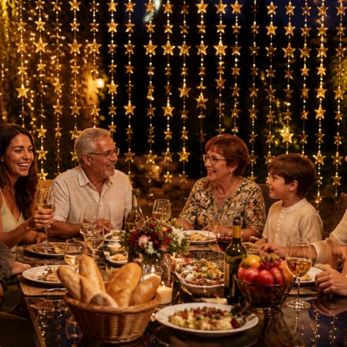 Gold Star Garland Decorations 8PCS 105FT Party Hanging String - Variation 01-Gold