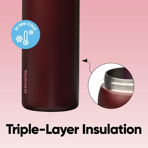 Owala FreeSip Insulated Stainless Steel Water Bottle with Straw, BPA-Free Sports Water Bottle, Great for Travel, 32 Oz, Black Cherry