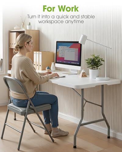 Pureegg 6ft Folding Table - White, Indoor & Outdoor, 300 lbs Support, Portable